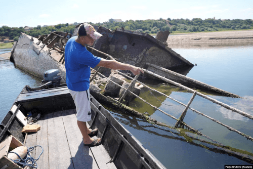 Wrecks of Nazi ships emerge in River Danube